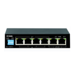 D-LINK 6-port 10/100Base-T Unmanaged Long Range 250m PoE+ Surveillance Switch with 4 PoE ports, 60W PoE Power budget