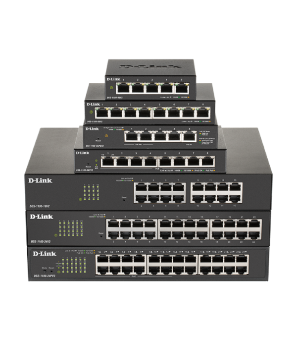 D-Link 8-Port Gigabit Smart Managed PoE+ Switch | 8 PoE+ Ports (64W) | Compact Metal Desktop |NDAA Compliant - (DGS-1100-08PV2)