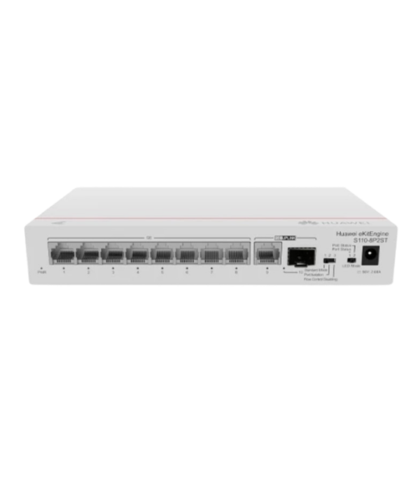HUAWEI S110-8P2ST (8*10/100/1000BASE-T ports, PoE+, 1*GE SFP port, 1*10/100/1000BASE-T port, AC power, power adapter)