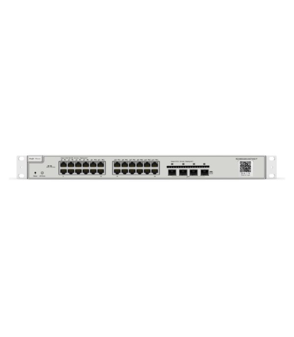 RUIJIE 24-Port L2 Managed POE 10G Switch, 24Gigabit RJ45 POE/POE+ Ports, 4 *10G SFP+ Slots, 370w PoE Power Budget, 19-inch Rack-Mountable Steel Case