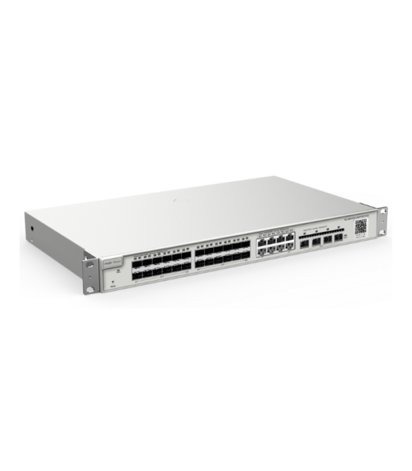 RUIJIE 24-Port SFP L2 Managed 10G Switch, 24 SFP Slots, 8 Gigabit RJ45 Combo Ports, 4 *10G SFP+ Slots, 19-inch Rack-mountable Steel Case