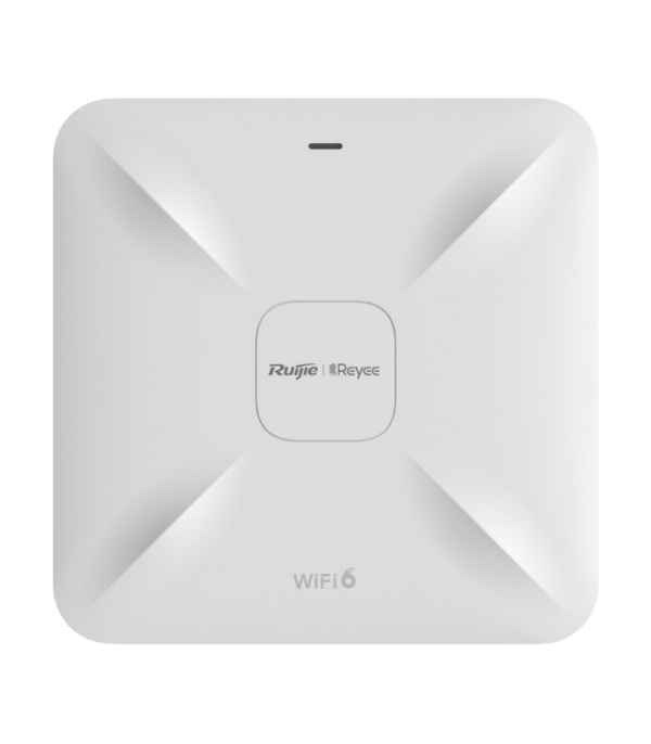 RUIJIE AX1800 Wi-Fi 6 dual-band Gigabit ceiling mount Indoor AP, dual Gigabit LAN uplink ports, built-in antennas, dual-band 2.4GHz/5GHz, 802.11ax, 802.11ac wave2/wave1, up to 1775Mbps access rate per AP; support AP and routing mode,