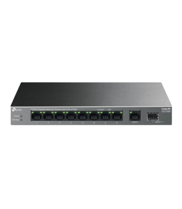 TP-LINK LS1210GP 10-Port Gigabit Desktop Switch with 8-Port PoE+