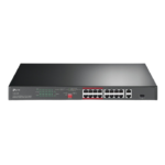 TP-LINK 16-Port 10/100 Mbps + 2-Port Gigabit Rackmount Switch with 16-Port PoE+