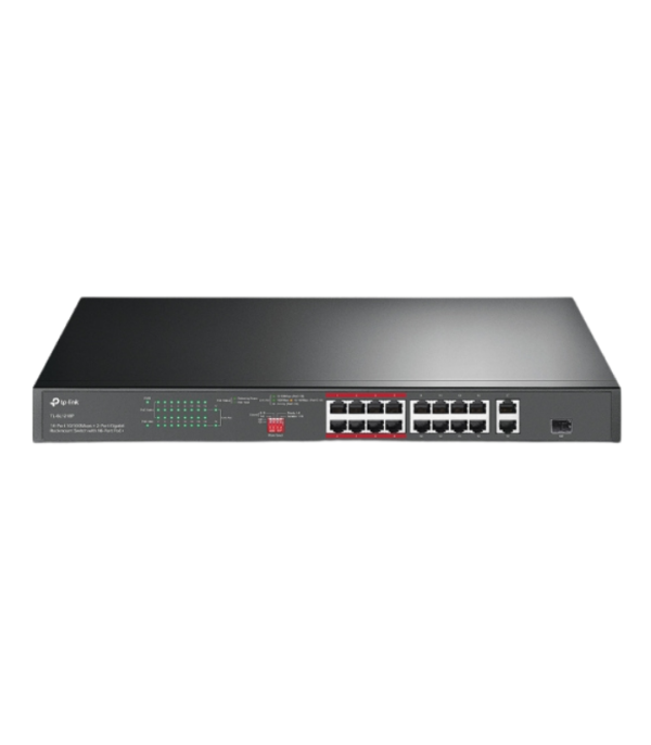 TP-LINK 16-Port 10/100 Mbps + 2-Port Gigabit Rackmount Switch with 16-Port PoE+